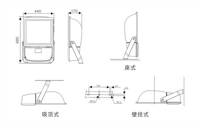 BFC8110防爆泛光燈安裝示意圖