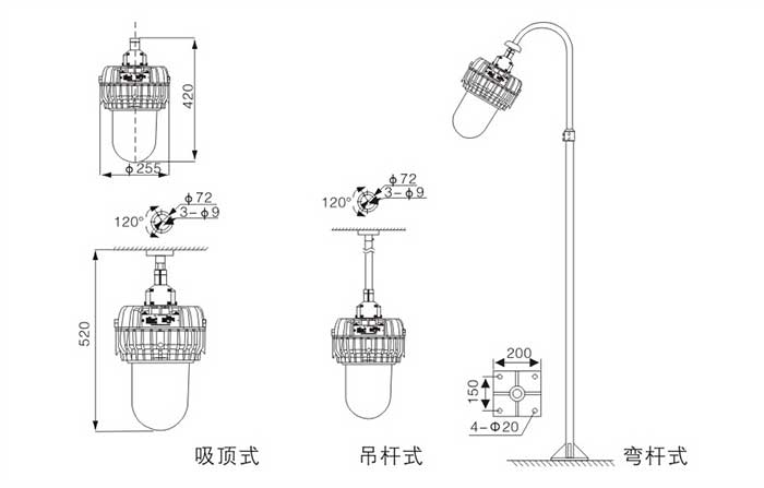 BFC8140內(nèi)場防爆燈安裝示意圖