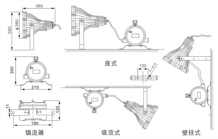BTC8210防爆投光燈安裝示意圖