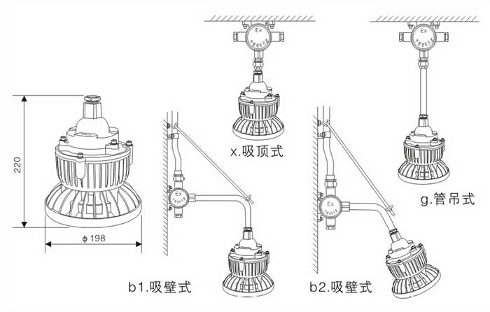 ST8010防爆平臺(tái)燈安裝示意圖