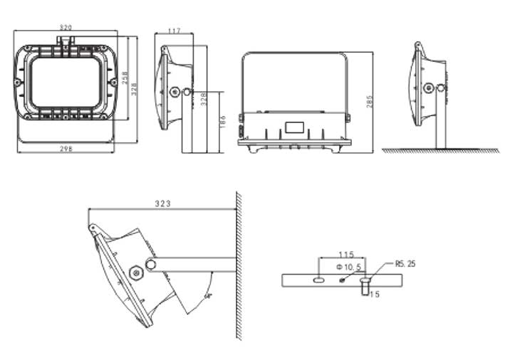 ST8040LED防爆泛光燈安裝示意圖